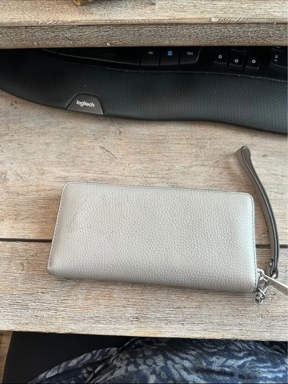 Michael Kors Gray Zip-Around Saffiano Leather Wallet